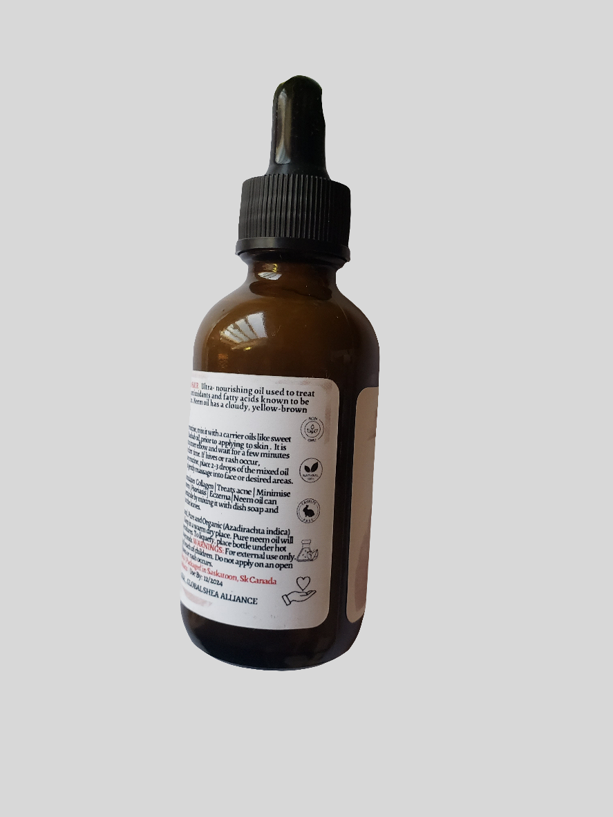 Holistic Skin Care  - Pure Neem Oil -Organic and Unrefined-Cold Pressed