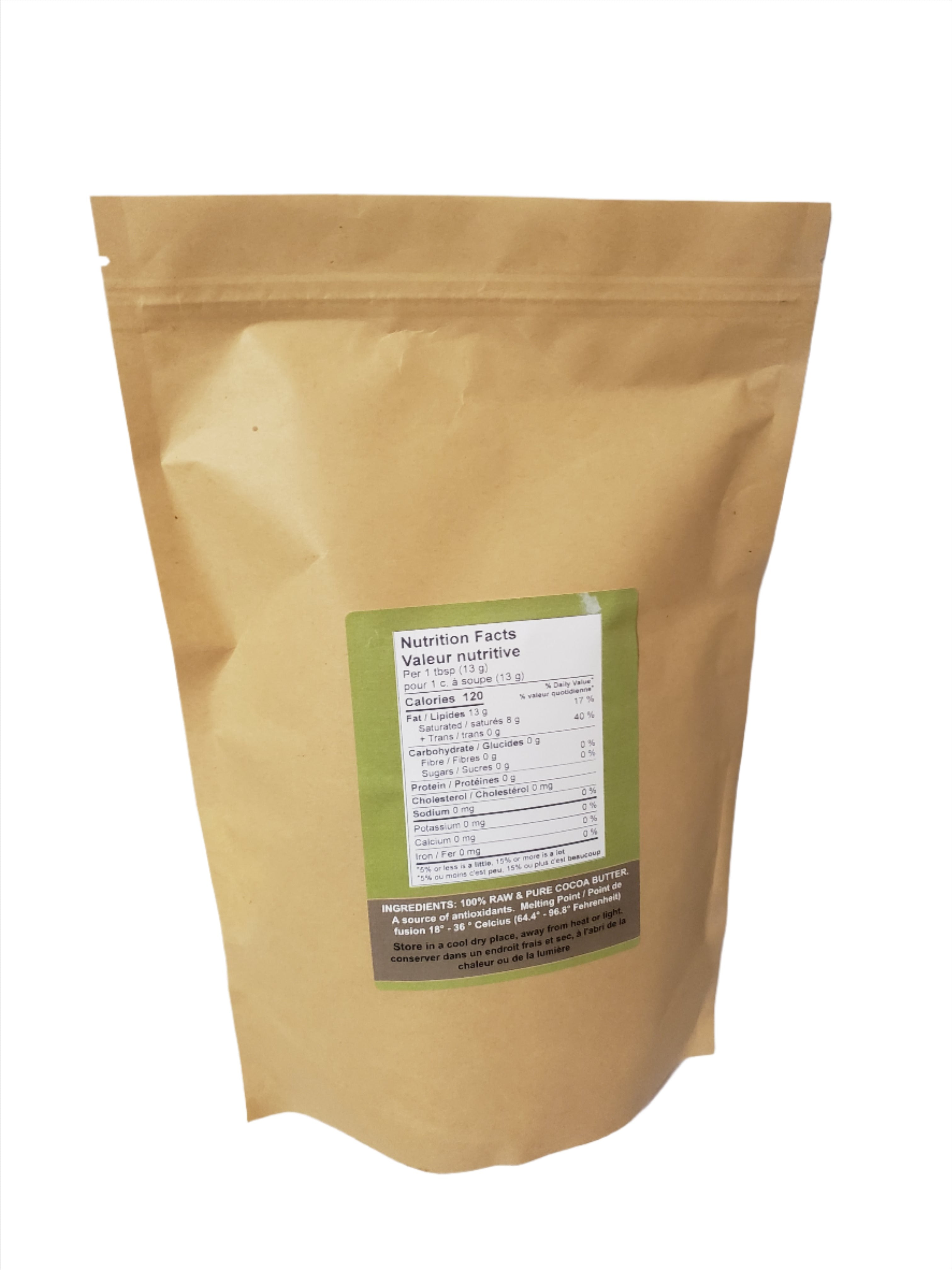 RAW - UNREFINED COCOA BUTTER 16 OZ / 1IB. 100% PURE - Cosmetic Food Grade